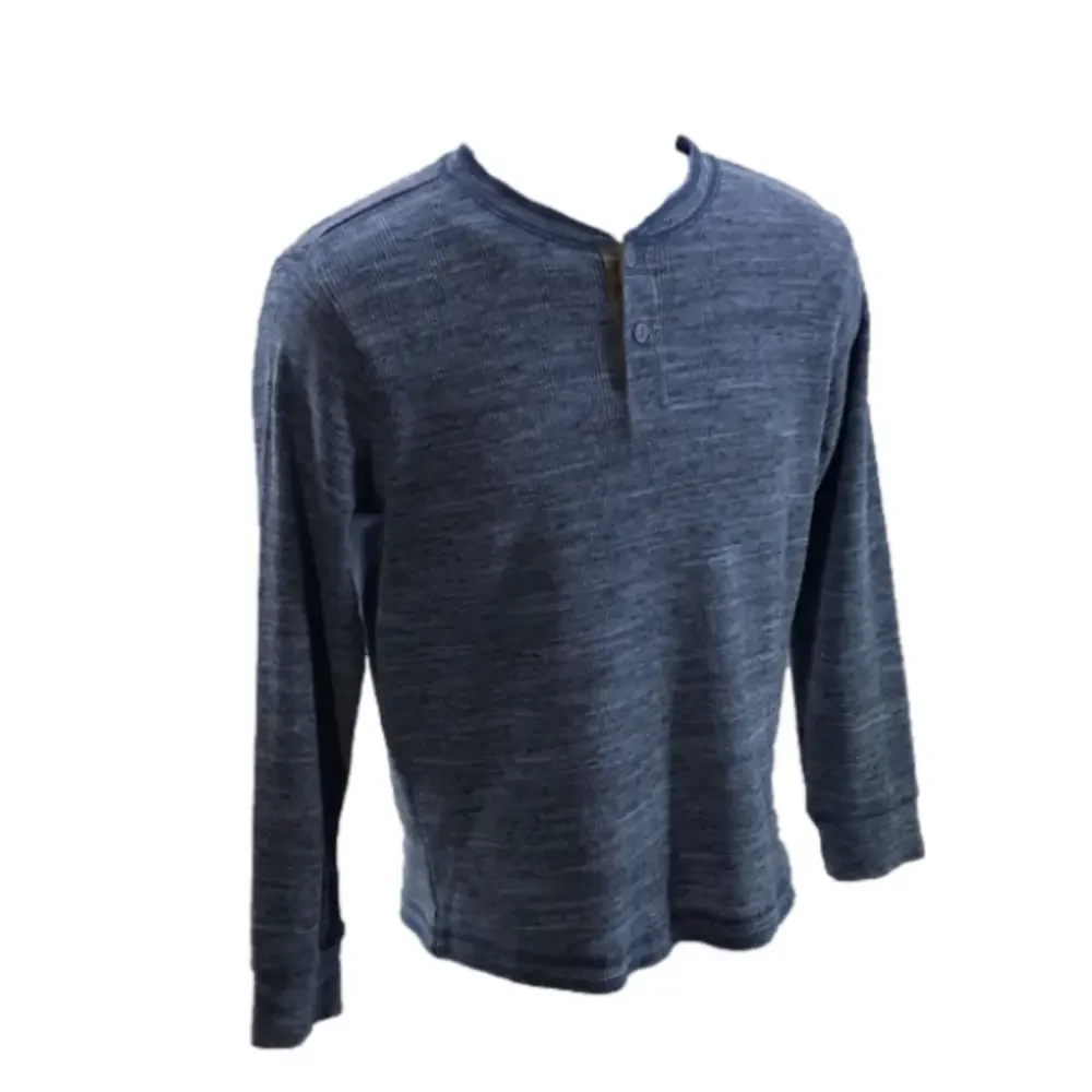 ARIZONA JEAN COMPANY Long Sleeved Waffle-Knit Henley for Men—Sz L